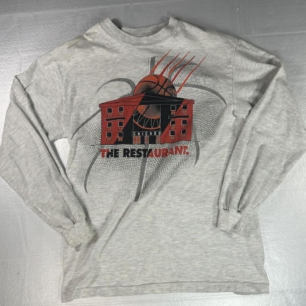 Michael Jordan The Restaurant Shirt Kids Small‎ White Single Stitch Hanes Beefy